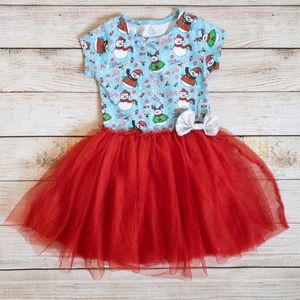 Holiday Tutu Dress 3T Snowman Snowflake